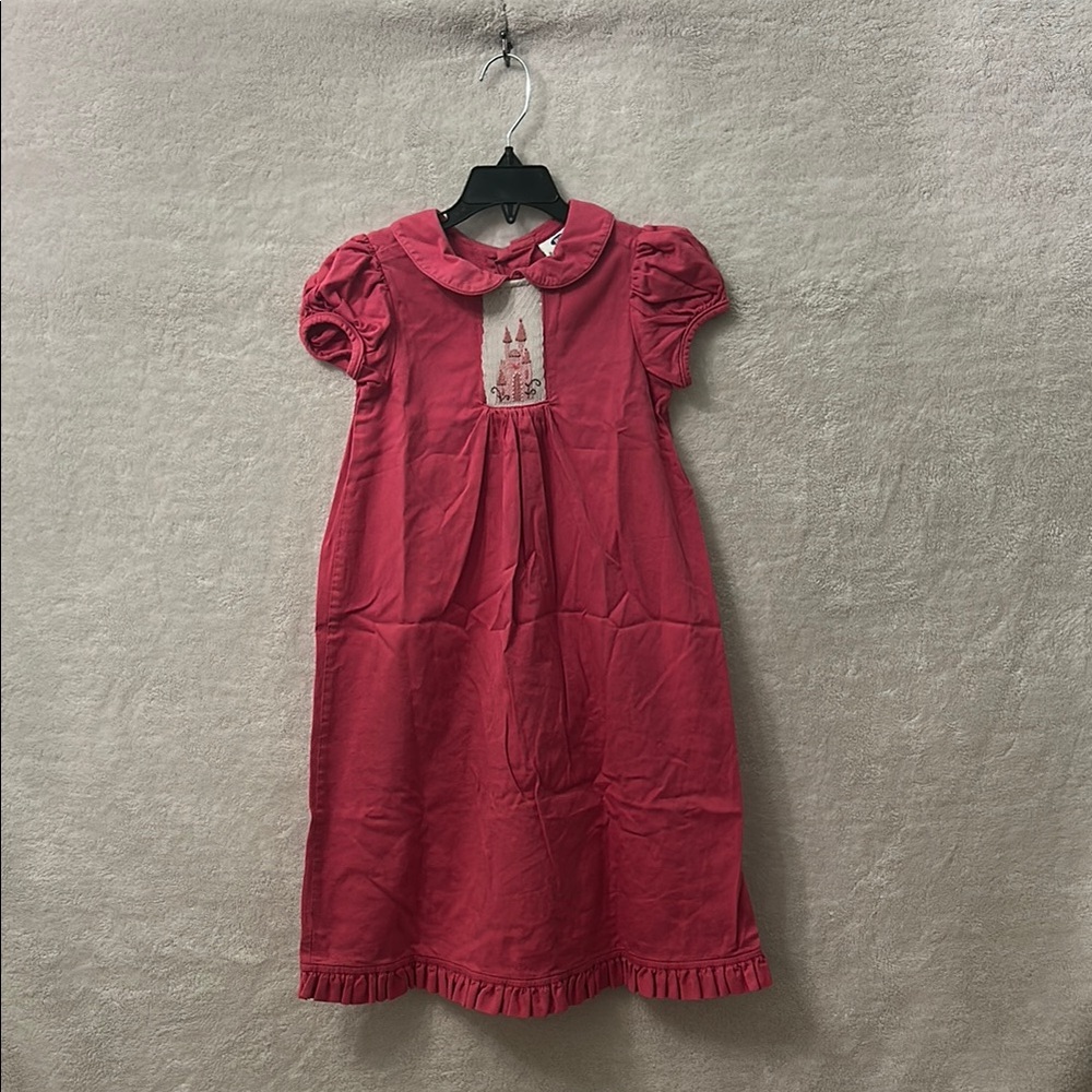 Pink Castle Dress with Smocked Bodice and Puff Sleeves
